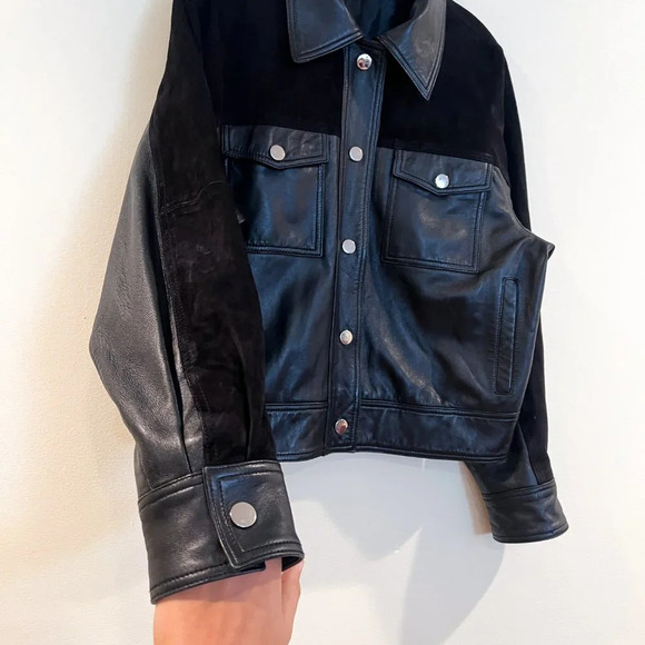 Song Of Style Davi Leather Snap Button Classic Biker Boho Short Leather Jacket S - Picture 4 of 10